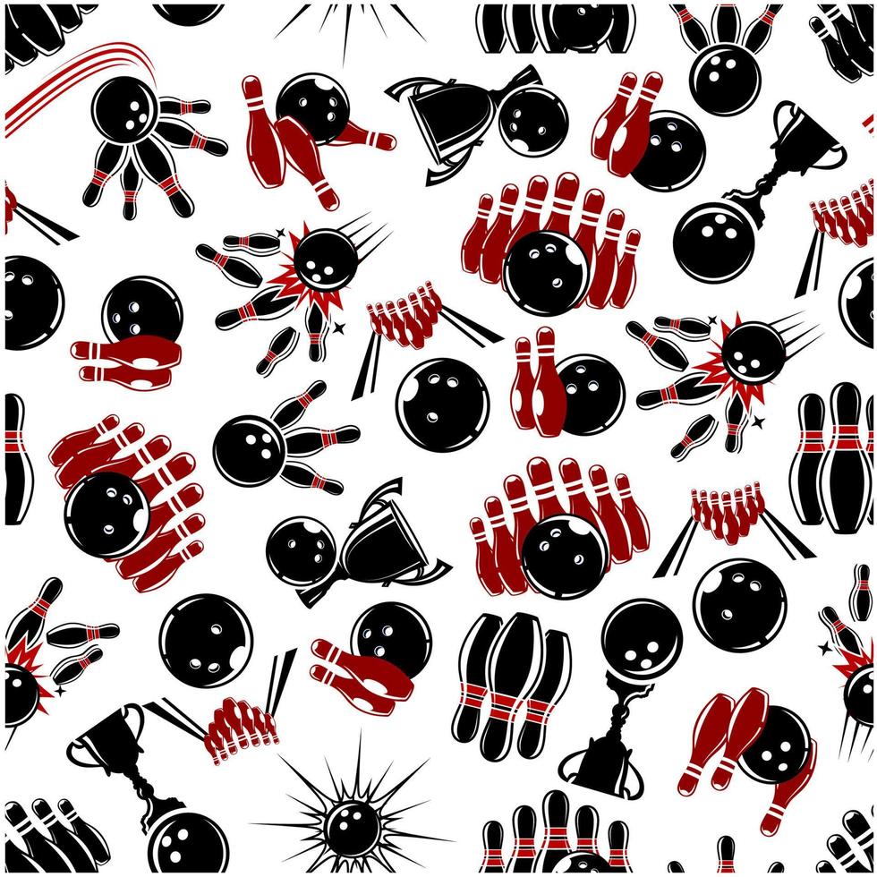 Seamless pattern with bowling items vector