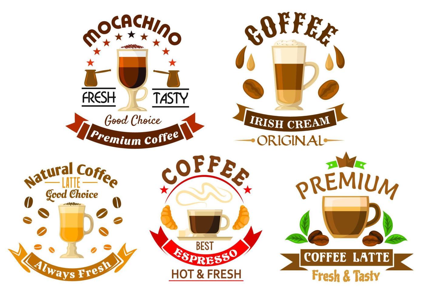 Original drinks for coffee shop design vector