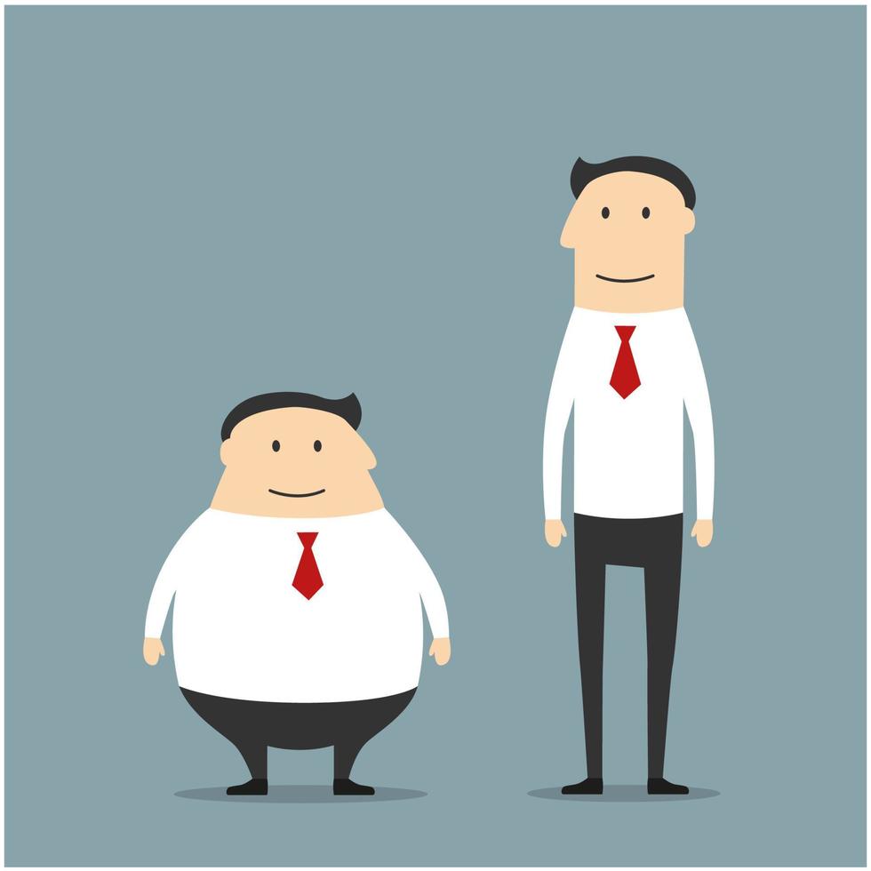 Fat and skinny smiling businessmen vector