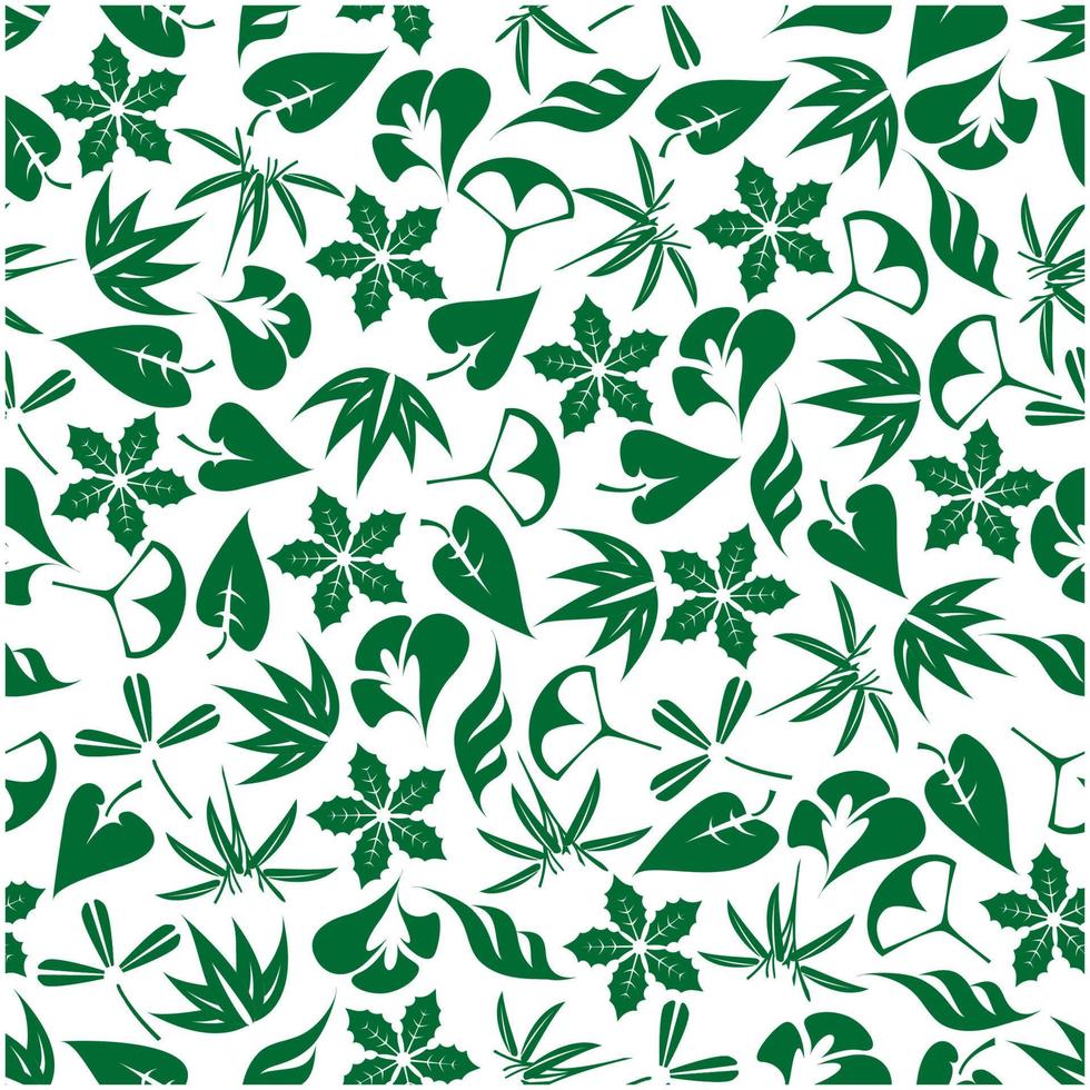 Seamless emerald green leaves and twigs pattern vector