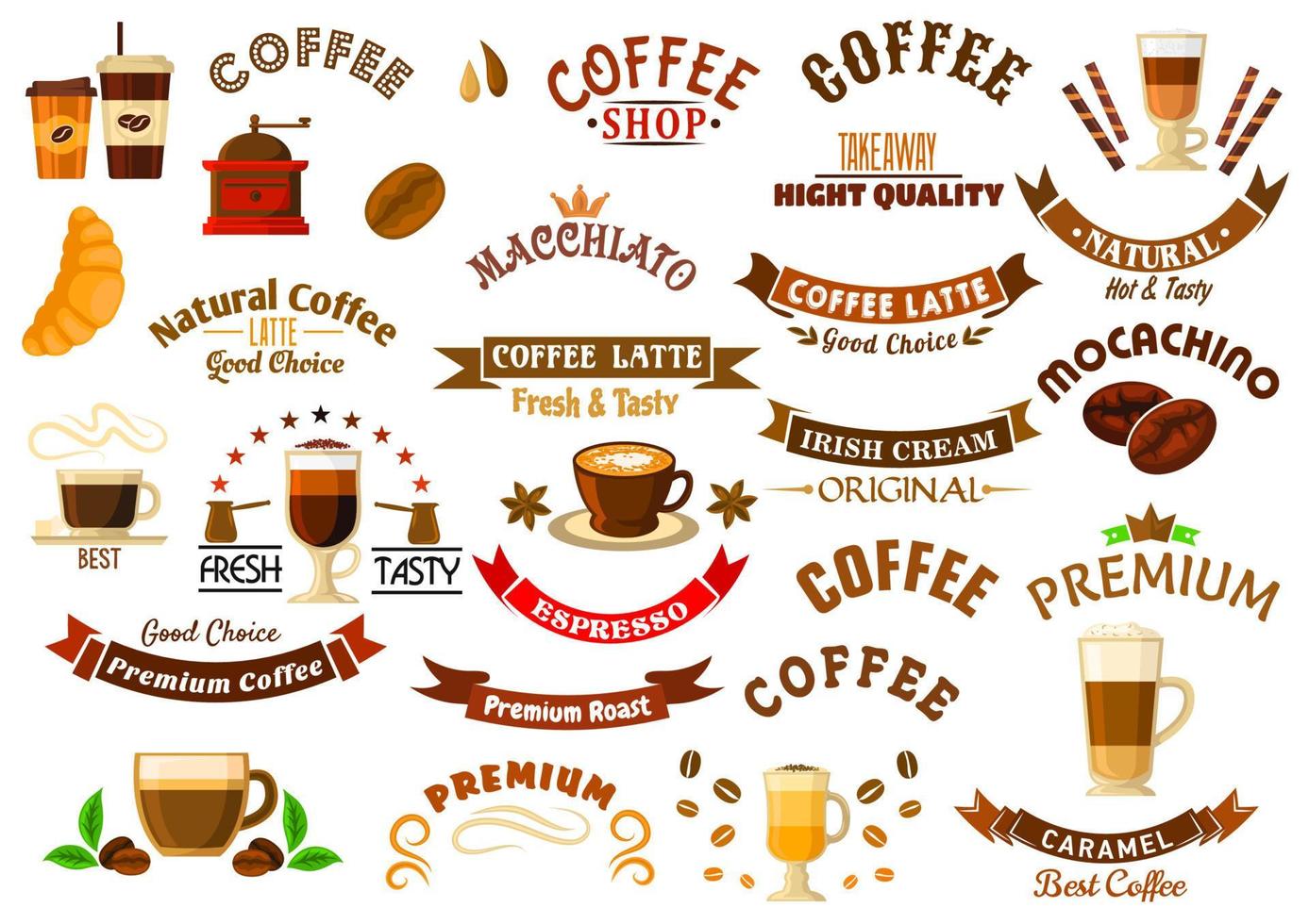 Coffee shop and cafe retro design elements vector