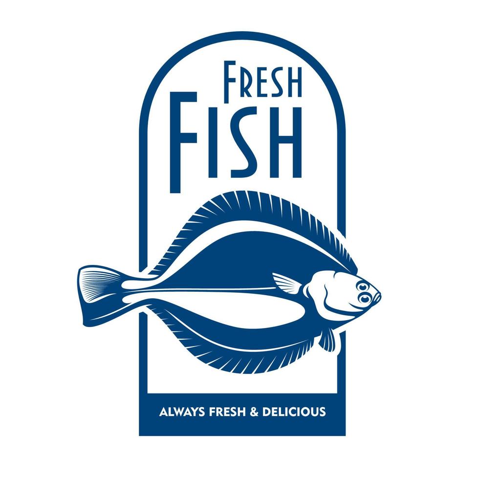 Fresh flounder retro symbol for fish market design vector