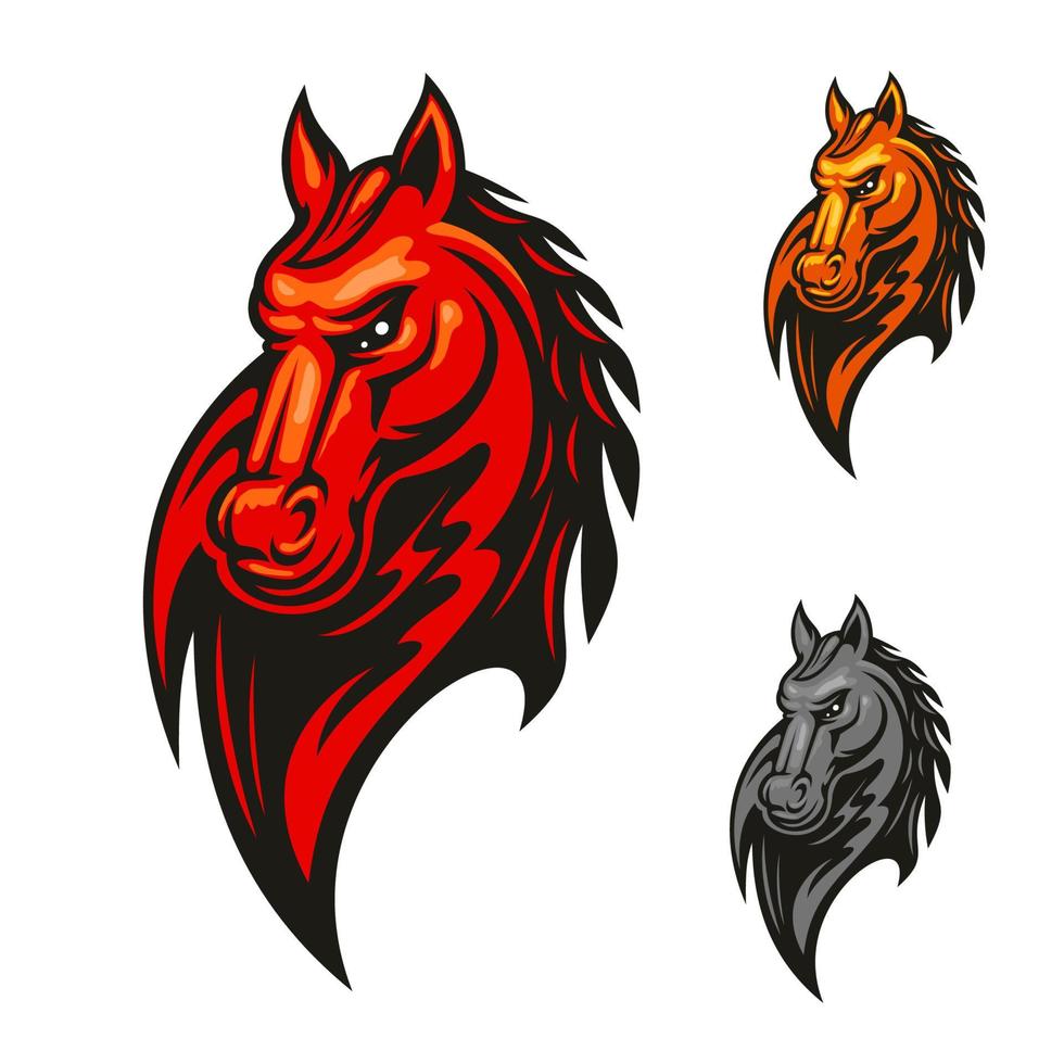 Flaming horse head for sporting mascot design vector