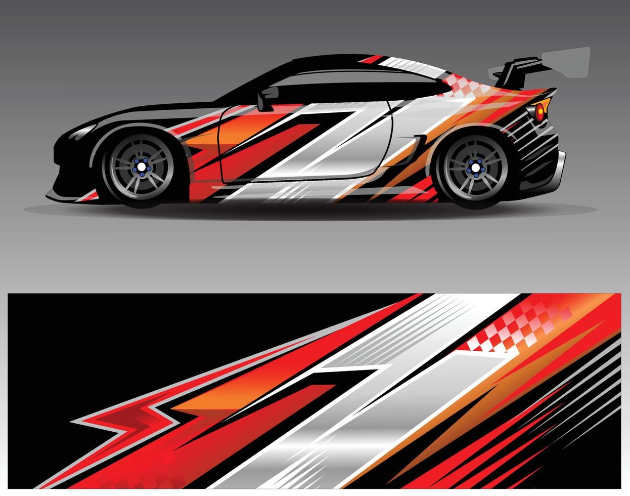 Car wrap design vector. Graphic abstract stripe racing background kit designs for wrap vehicle  race car  rally  adventure and livery vector