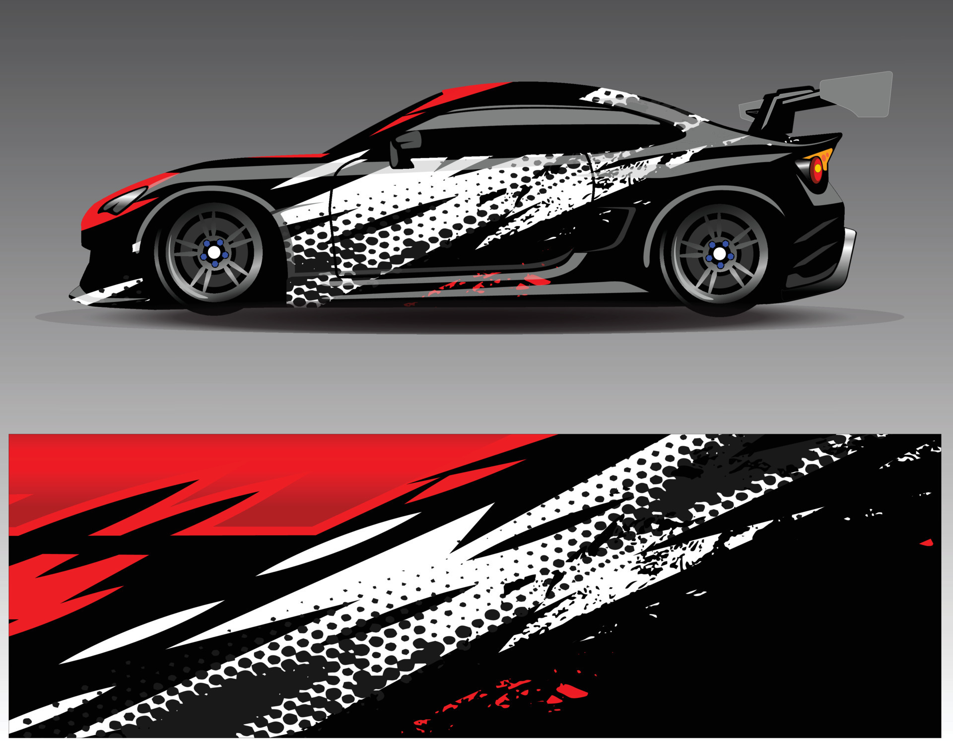 Car wrap design vector. Graphic abstract stripe racing background kit