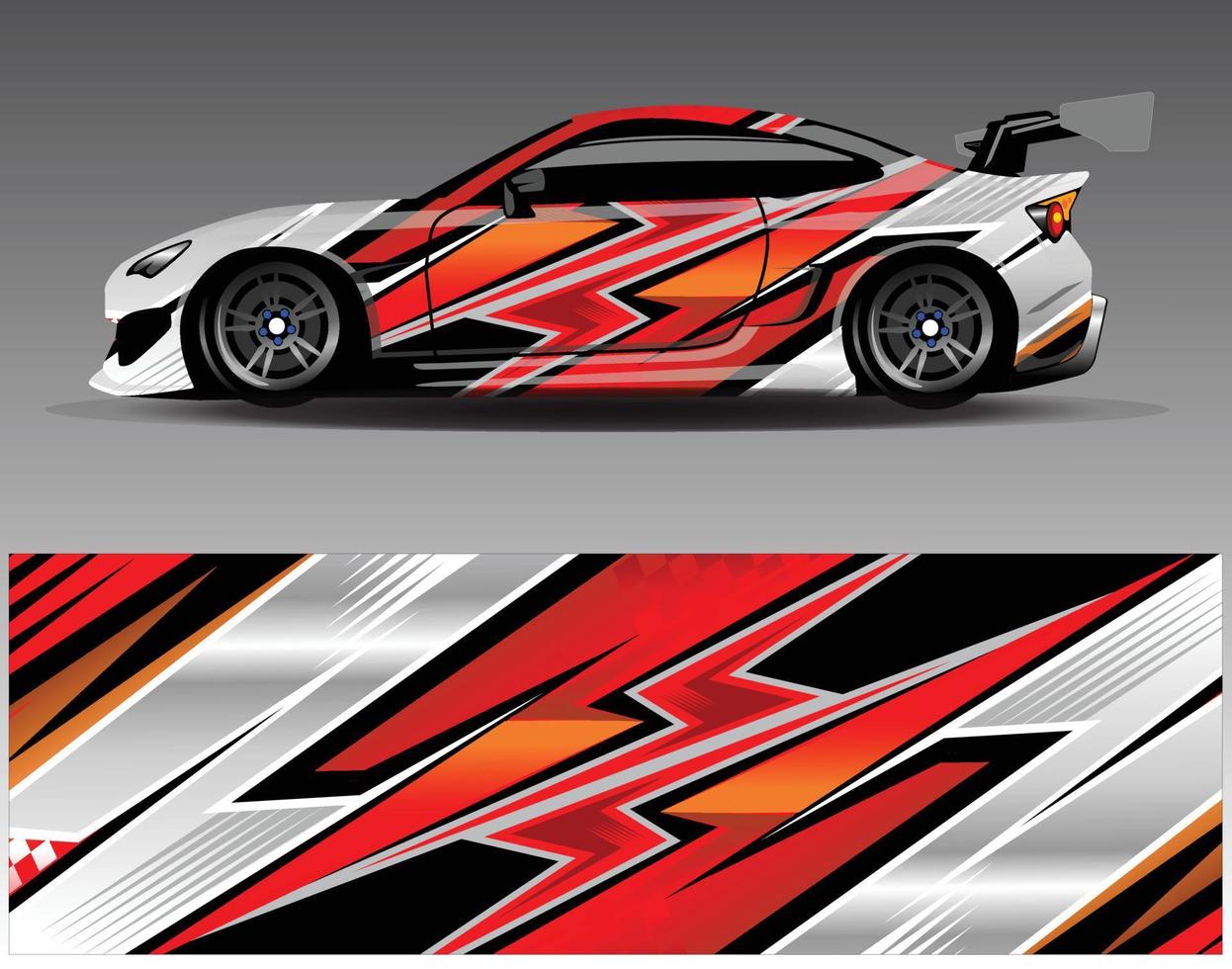 Car wrap design vector. Graphic abstract stripe racing background kit designs for wrap vehicle  race car  rally  adventure and livery vector