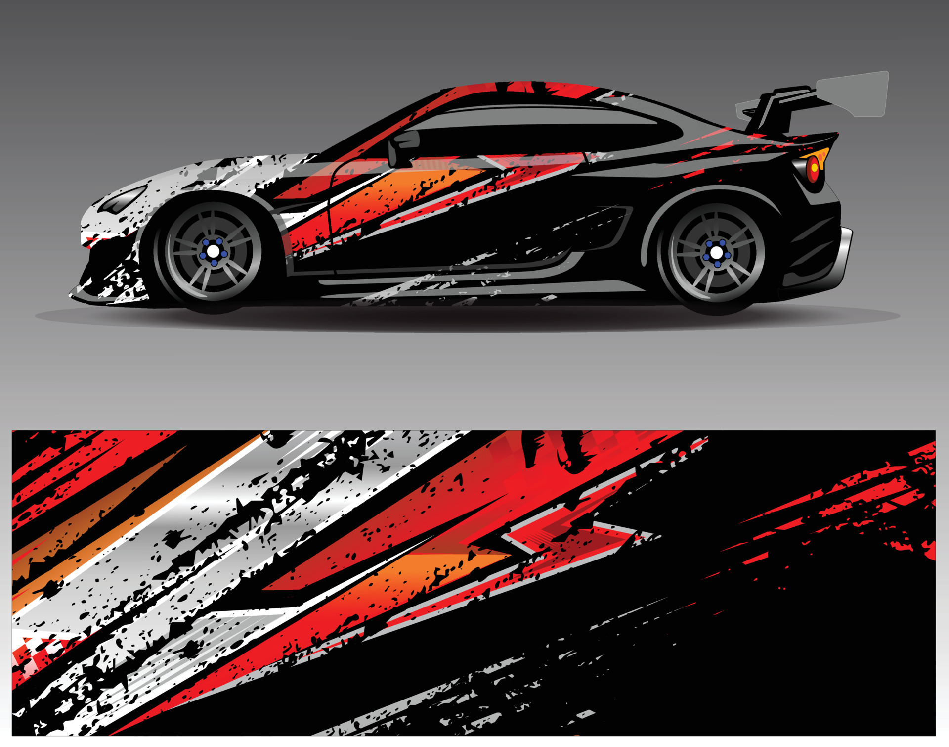 Car wrap design vector. Graphic abstract stripe racing background kit