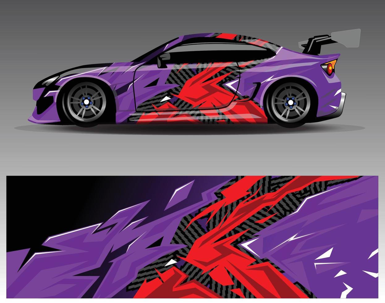 vector de diseño de envoltura de coche. Diseños de kits de fondo de carreras de franjas abstractas gráficas para envolver vehículos carrera de autos rally aventura y librea