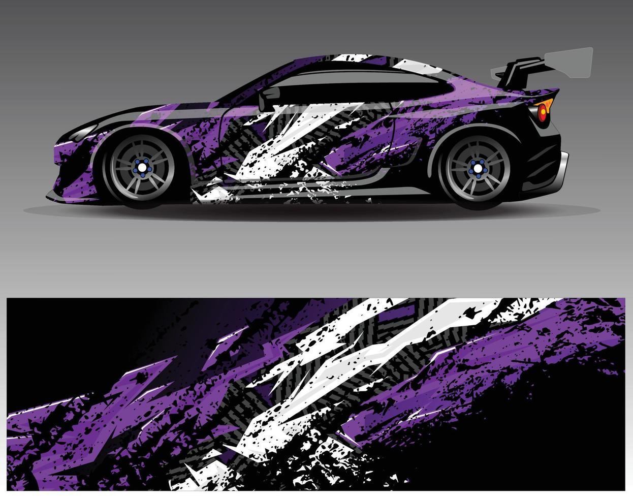 vector de diseño de envoltura de coche. Diseños de kits de fondo de carreras de franjas abstractas gráficas para envolver vehículos carrera de autos rally aventura y librea