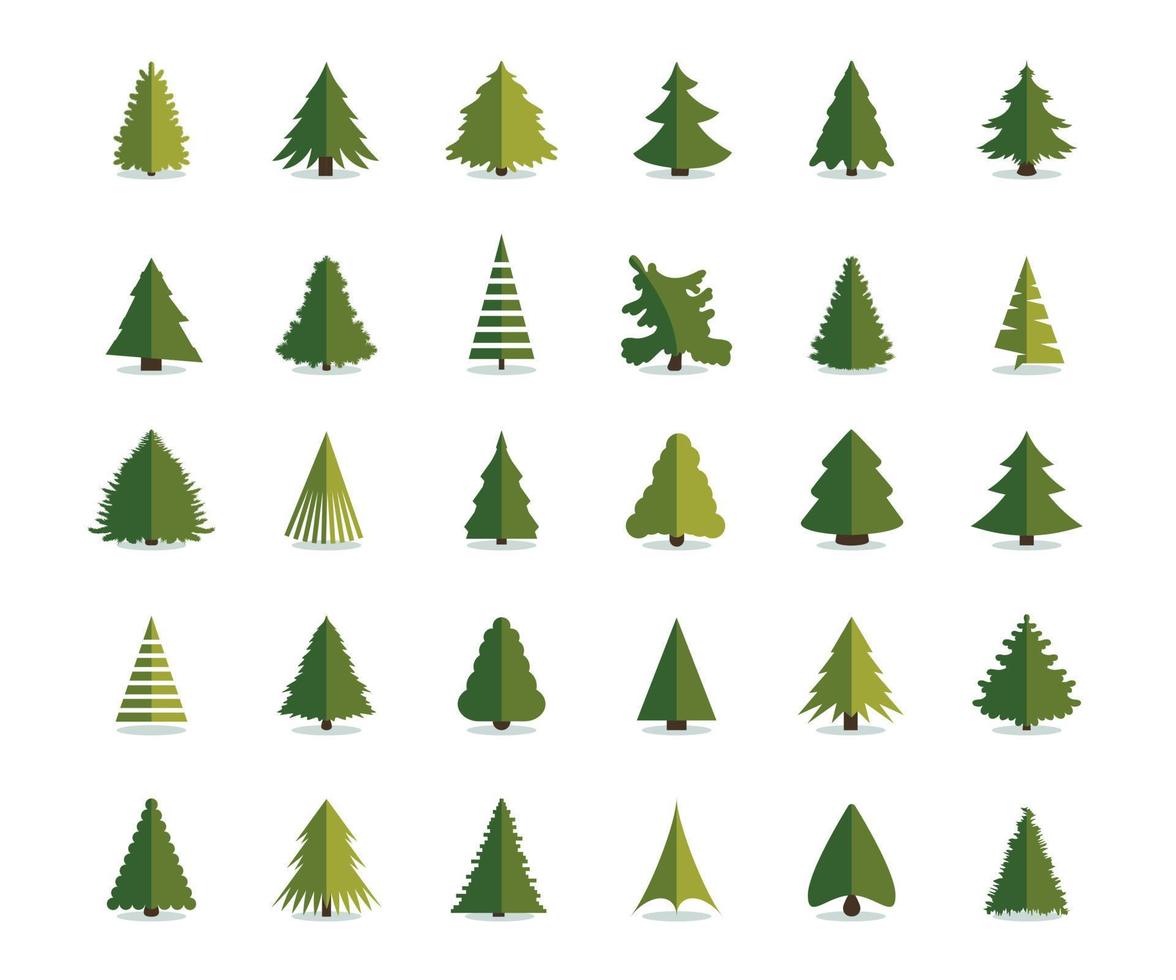 Fir tree icon vector illustration. Christmas trees set. Pine flat modern design.