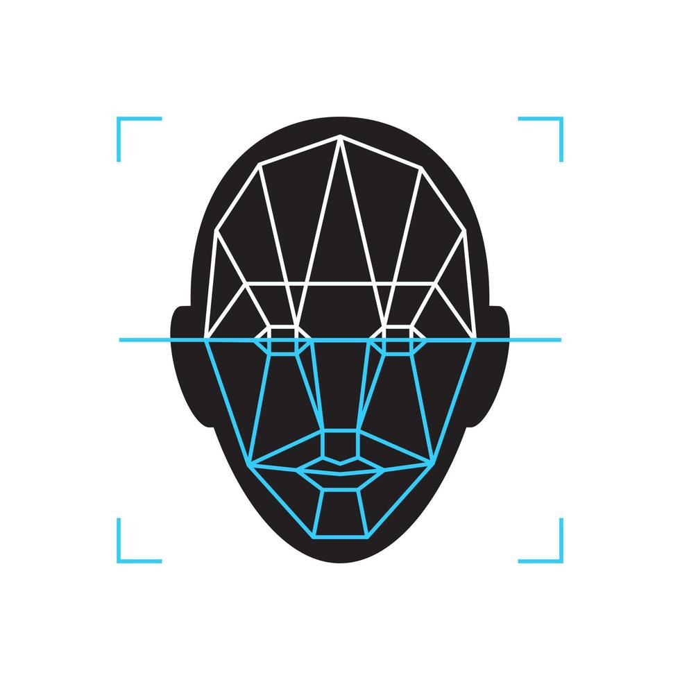 Recognition icon. Face id identity biometric verification sign. Authentication technology mobile phone, smartphone, other devices. vector