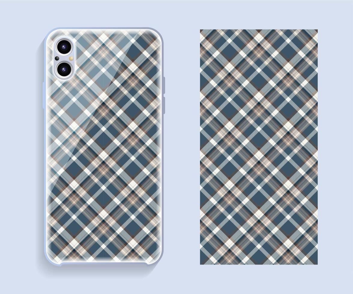 maqueta de vector de diseño de cubierta de teléfono inteligente. patrón geométrico de plantilla para la parte posterior del teléfono móvil. diseño plano.
