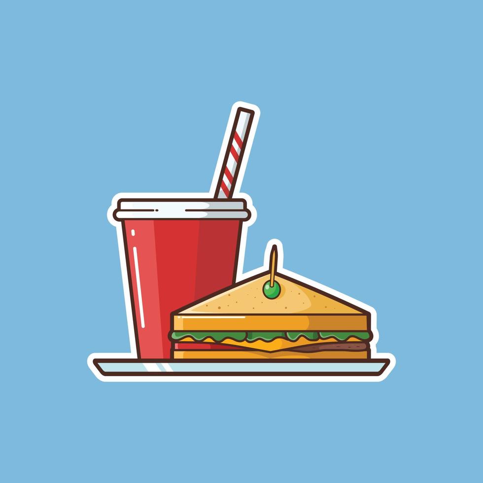ilustración de sándwich y refresco - diseño de ilustración vectorial - logotipo de comida vector