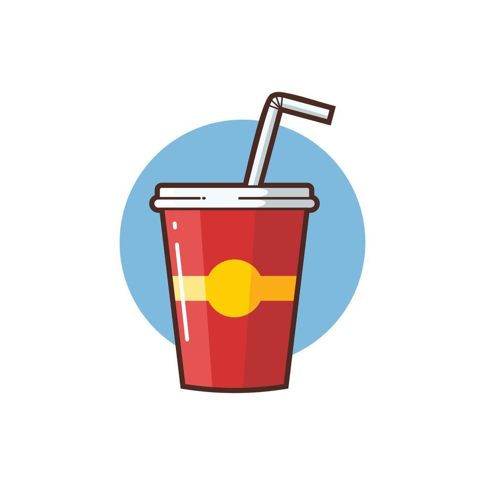 Soft Drink Red Paper Cup Vector Cartoon Illustration - Fast Food Illustration isolated on a white background.