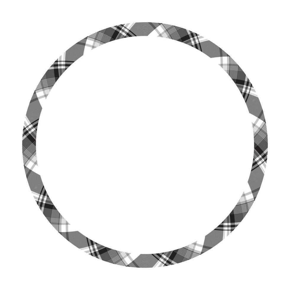 Circle borders and frames vector. Round border pattern geometric vintage frame design. Scottish tartan plaid fabric texture. Template for gift card, collage, scrapbook or photo album and portrait. vector