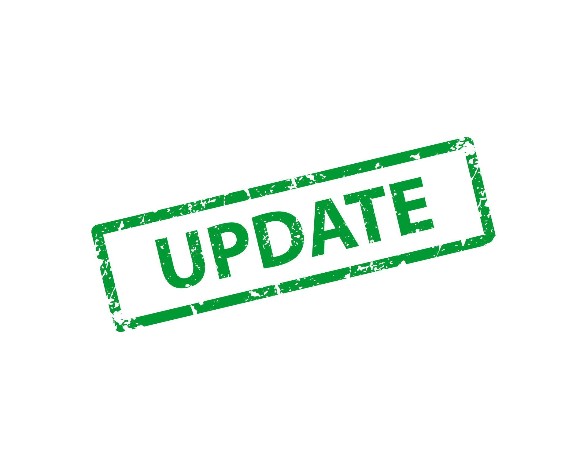 Update stamp vector texture. Rubber cliche imprint. Web or print design