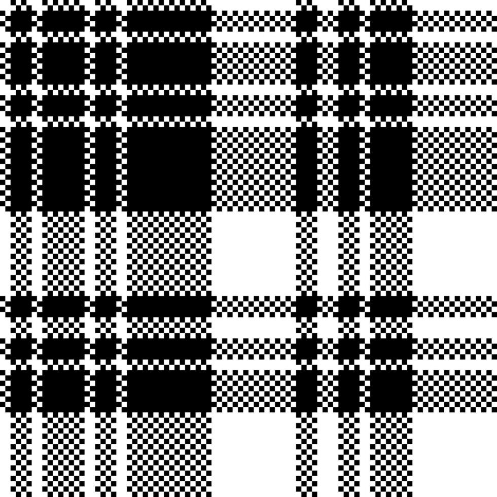 Pixel check fabric texture black white seamless pattern vector