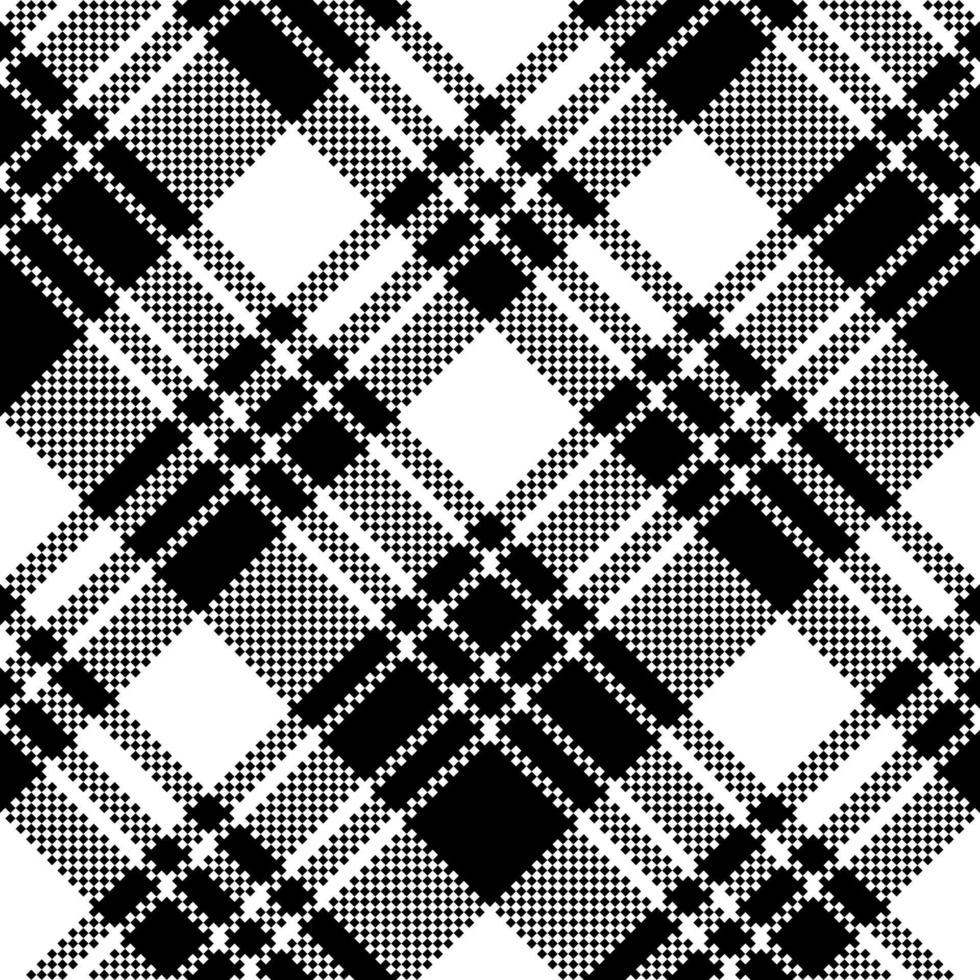 pixel check tela textura negro blanco patrón sin costuras vector