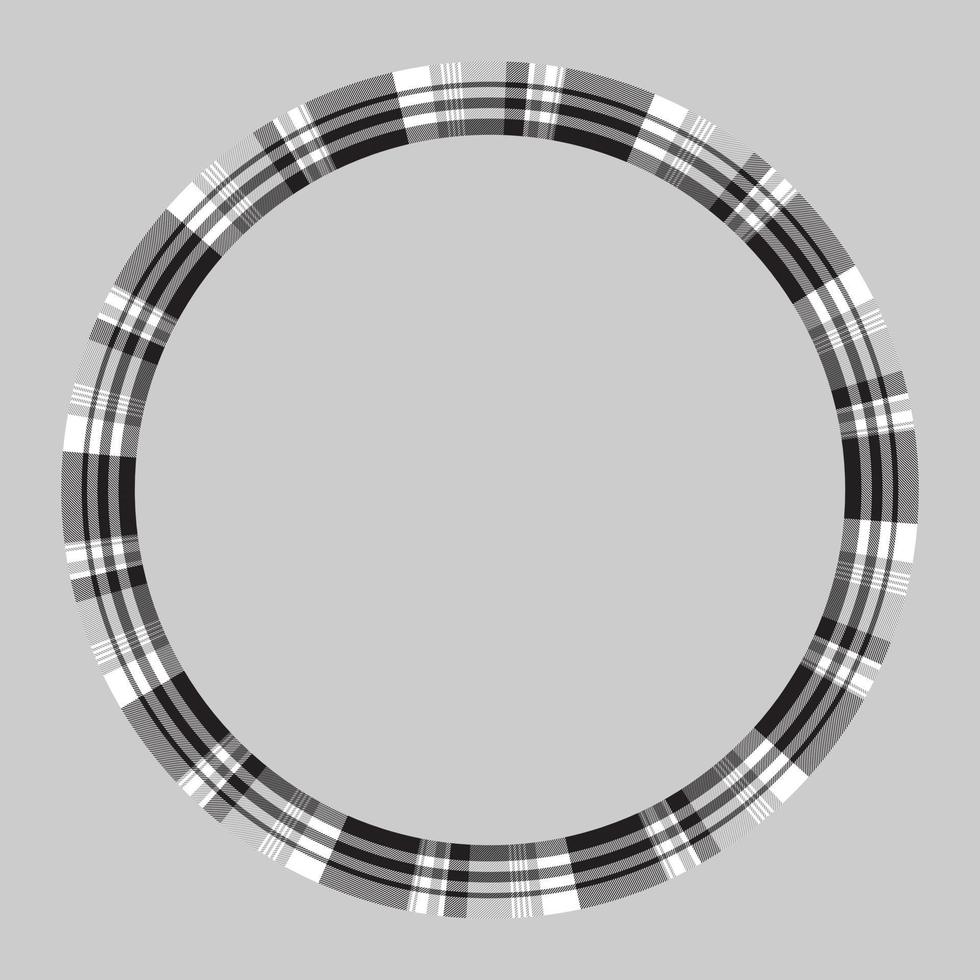 Round frame vector vintage pattern design template. Circle border designs plaid fabric texture. Scottish tartan background for collage art, gif card, handmade crafts.