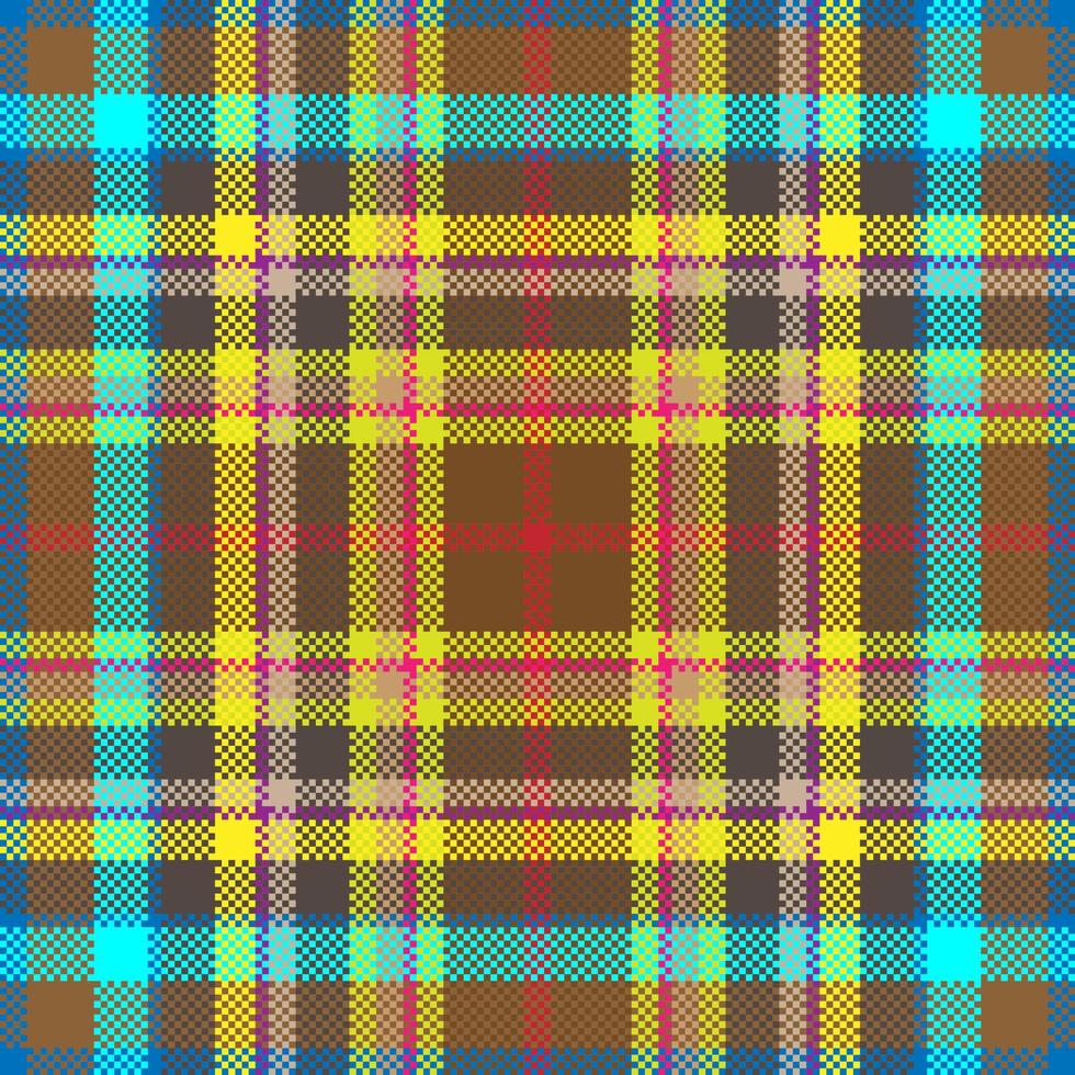 Pixel background vector design. Modern seamless pattern plaid. Square texture fabric. Tartan scottish textile. Beauty color madras ornament.