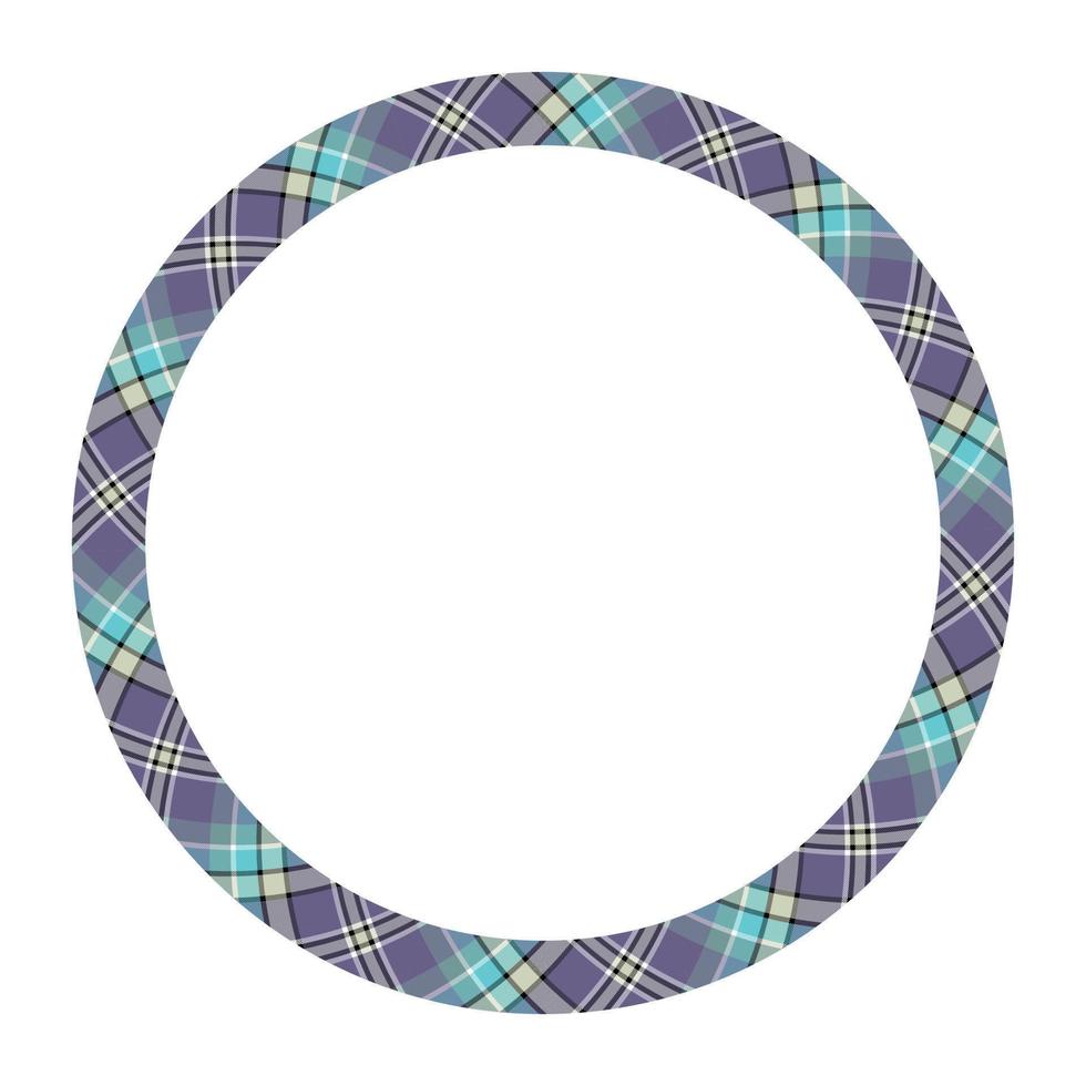 Circle borders and frames vector. Round border pattern geometric vintage frame design. Scottish tartan plaid fabric texture. Template for gift card, collage, scrapbook or photo album and portrait. vector