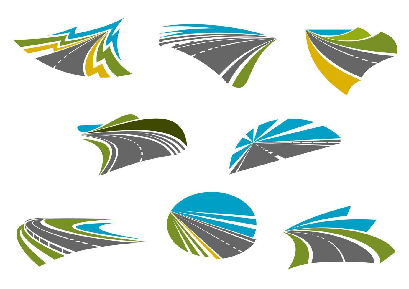 Highway, pathway and roads icons vector