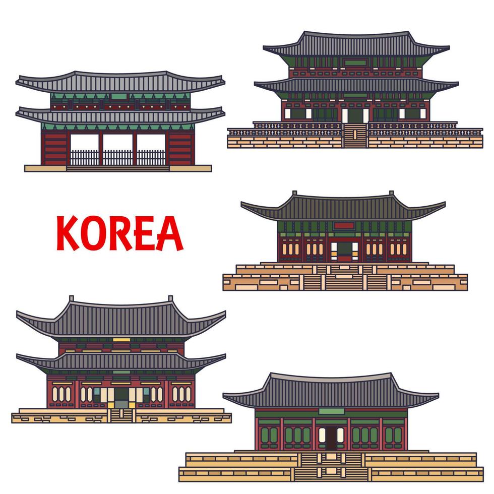 templos históricos y arquitectura de corea vector