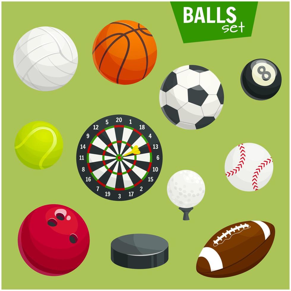 Sport balls set. Sports gaming accessories vector