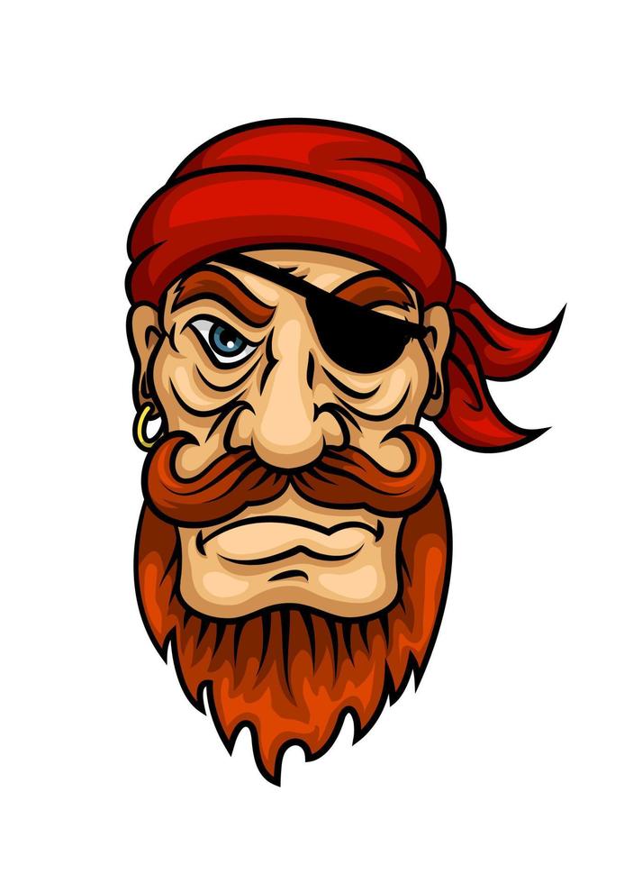 Portrait of cartoon redhead pirate sailor vector
