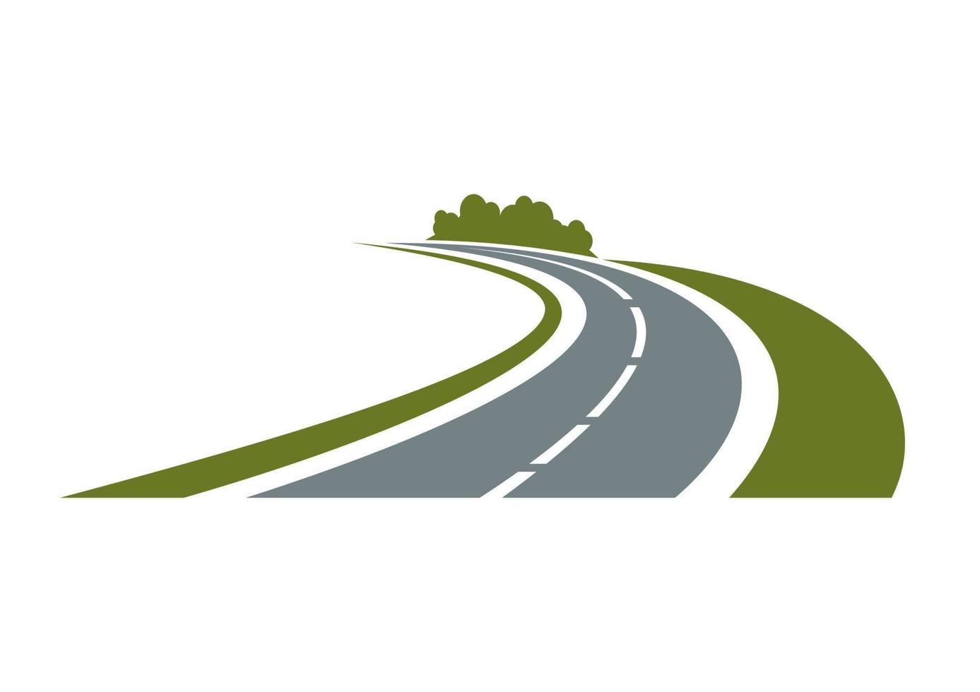 Winding road with green roadside vector