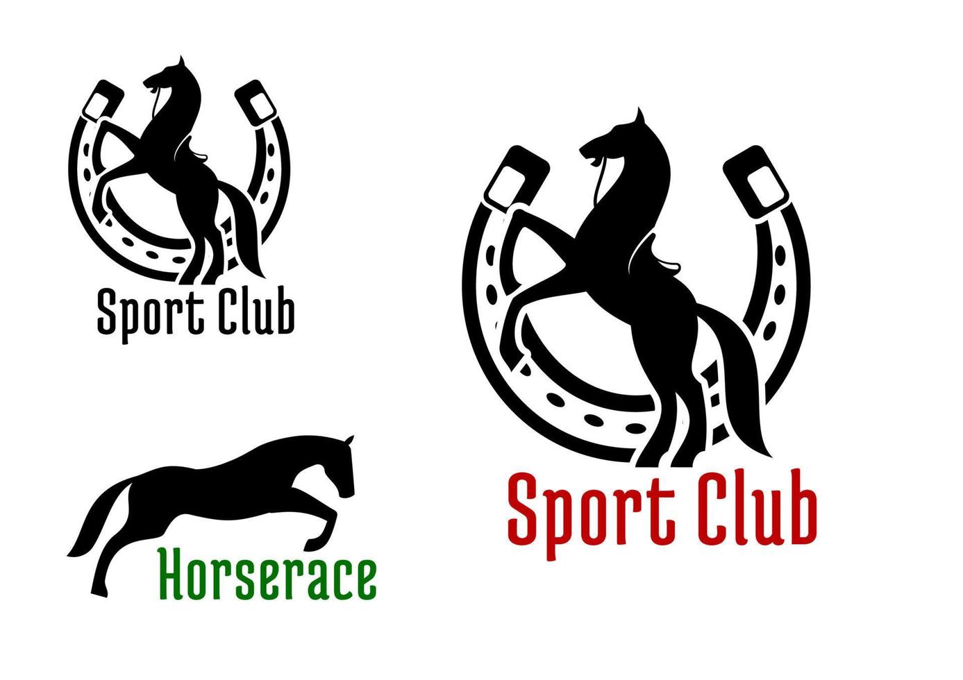 Equestrian club or horse race sport icons vector