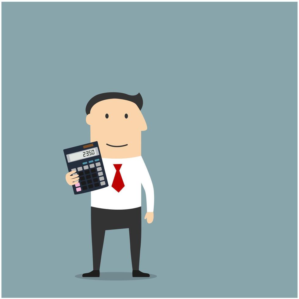 Businessman or accountant with calculator vector