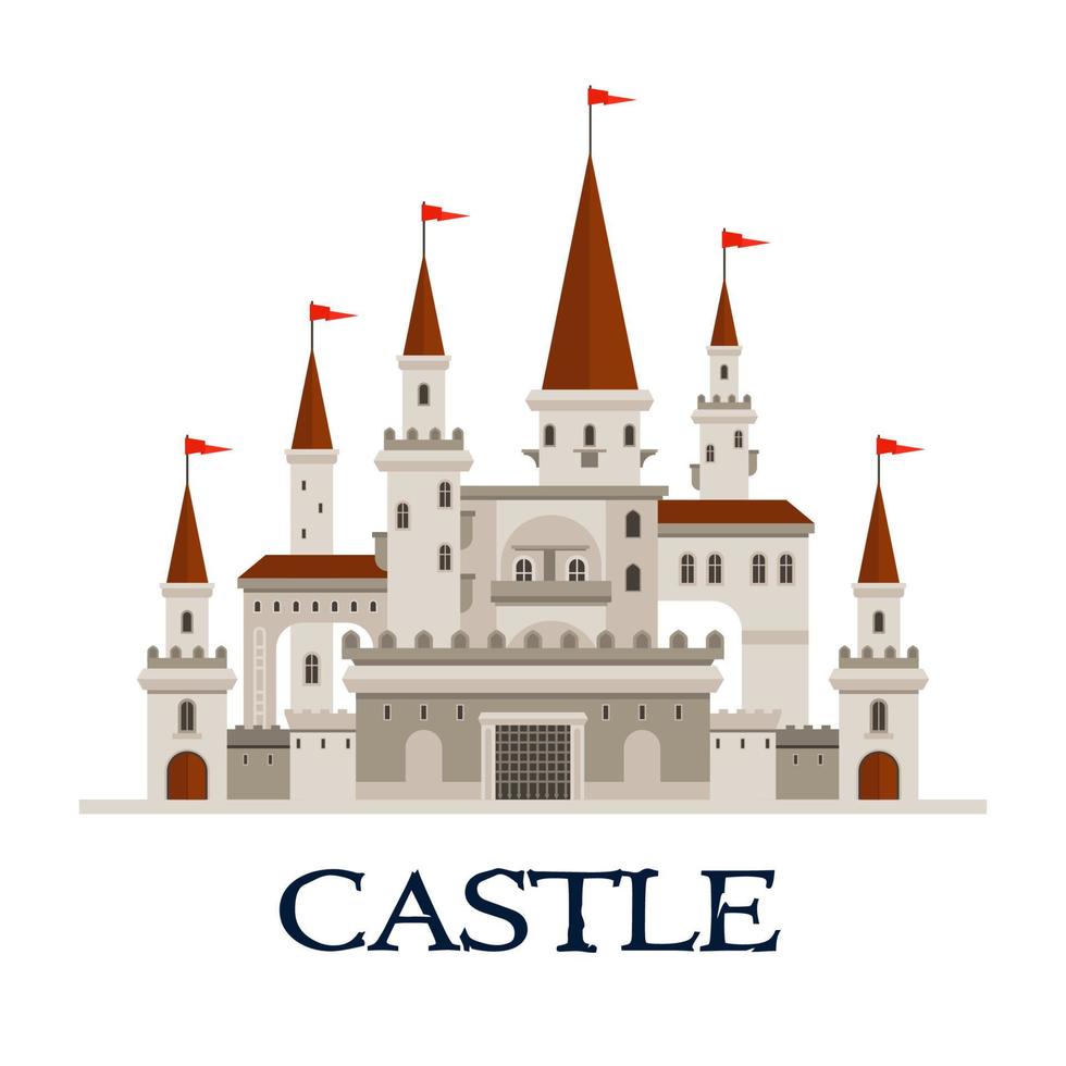 símbolo de la fortaleza del castillo para el diseño de la arquitectura vector