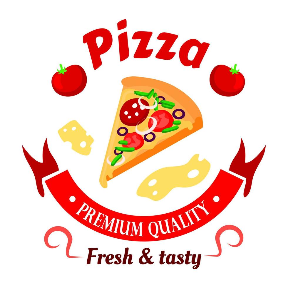 icono de pizza premium para el diseño del menú de pizzería vector