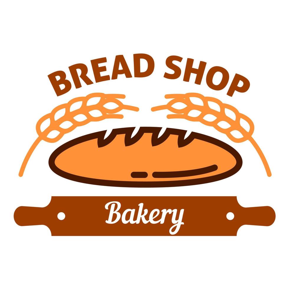 Natural organic bread icon with wheat, rolling pin vector