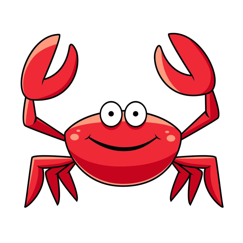 feliz cangrejo marino rojo con grandes garras vector