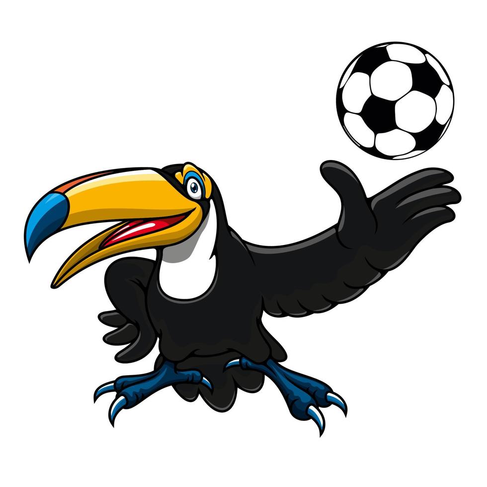 Cartoon toucan bird player with ball vector