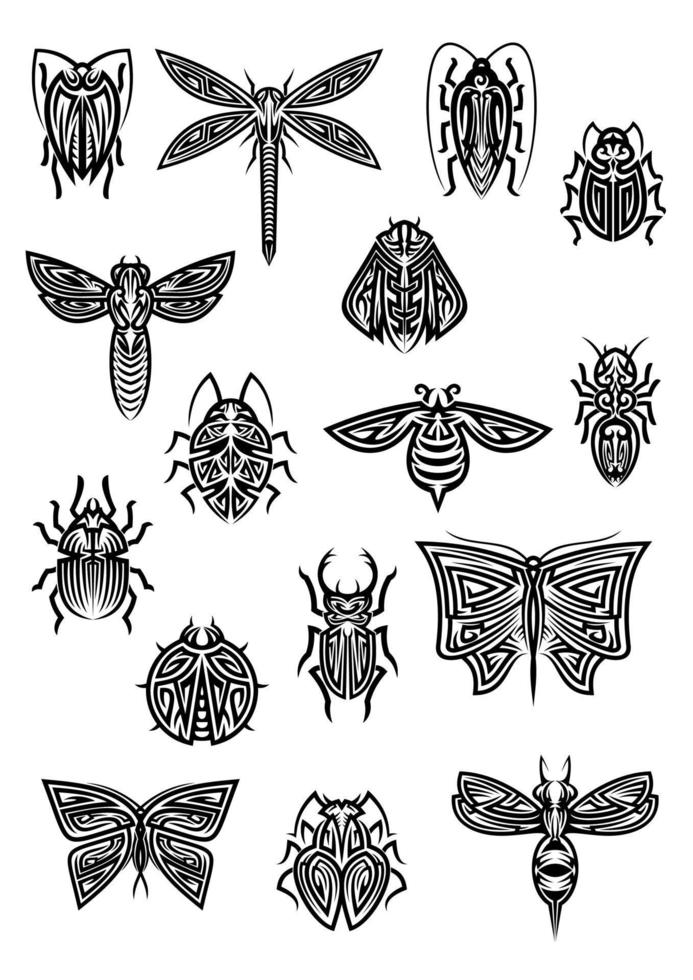 Insect animals tattoos and symbols vector