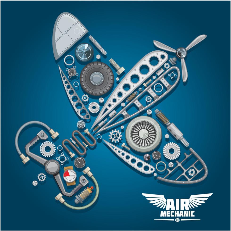 Air mechanic design with propeller airplane vector