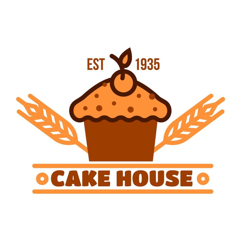 Chocolate cake retro badge for bakery design vector
