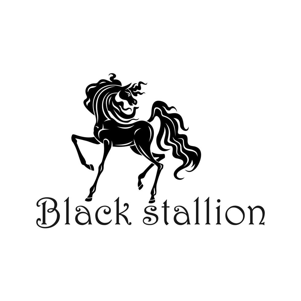 símbolo del espectáculo ecuestre con potro andaluz negro vector
