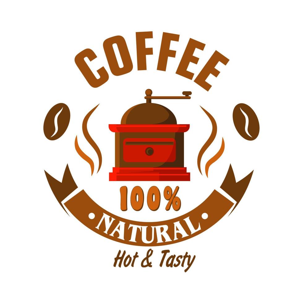 Retro coffee grinder icon for vintage cafe design vector