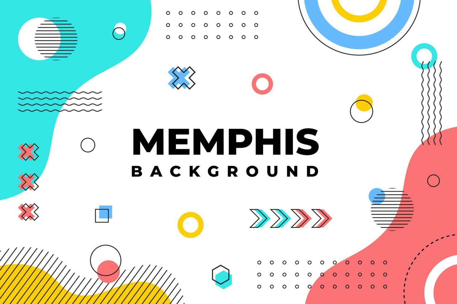 Abstract background with Memphis style and geometric shaped elements. Vector Illustration