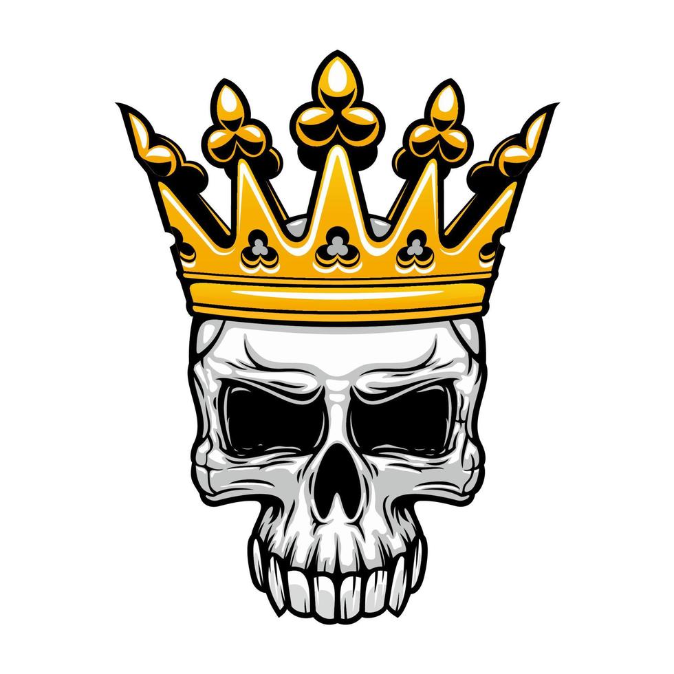 King skull in royal gold crown vector
