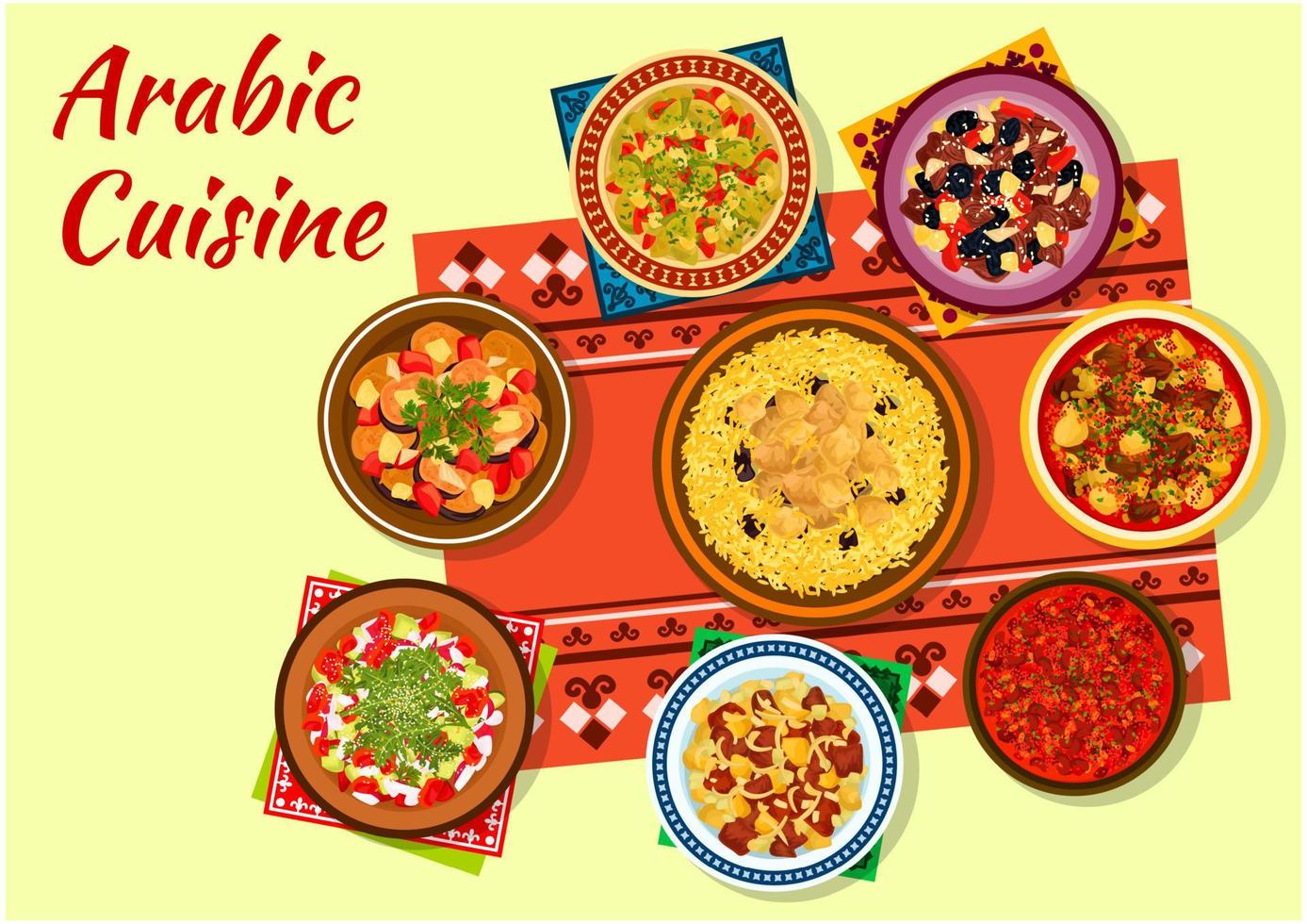 Arabic cuisine rich and flavorful dishes icon vector
