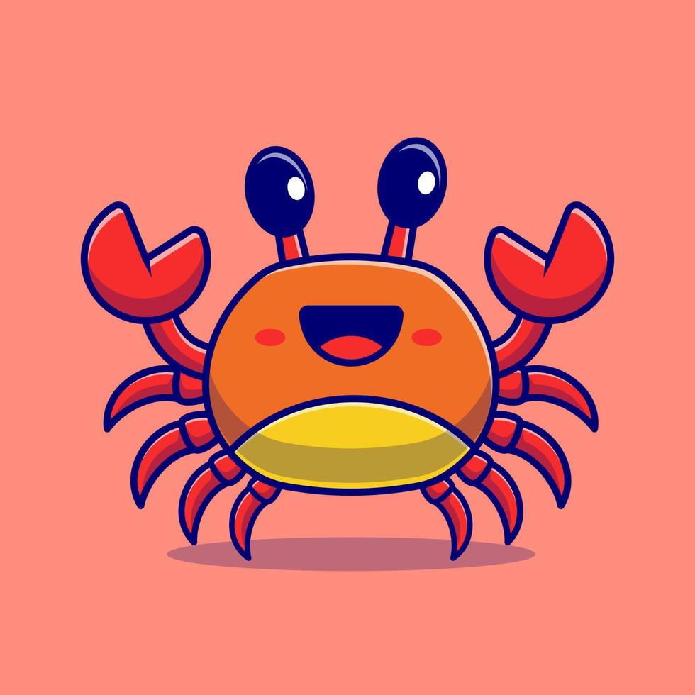 Cute Crab Cartoon Vector Icon Illustration. Animal Nature  Icon Concept Isolated Premium Vector. Flat Cartoon Style