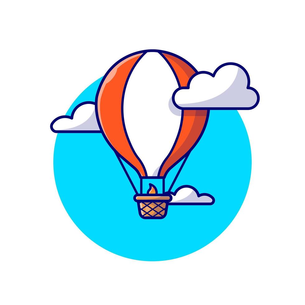 Hot Air Balloon Cartoon Vector Icon Illustration. Air  Transportation Icon Concept Isolated Premium Vector. Flat  Cartoon Style