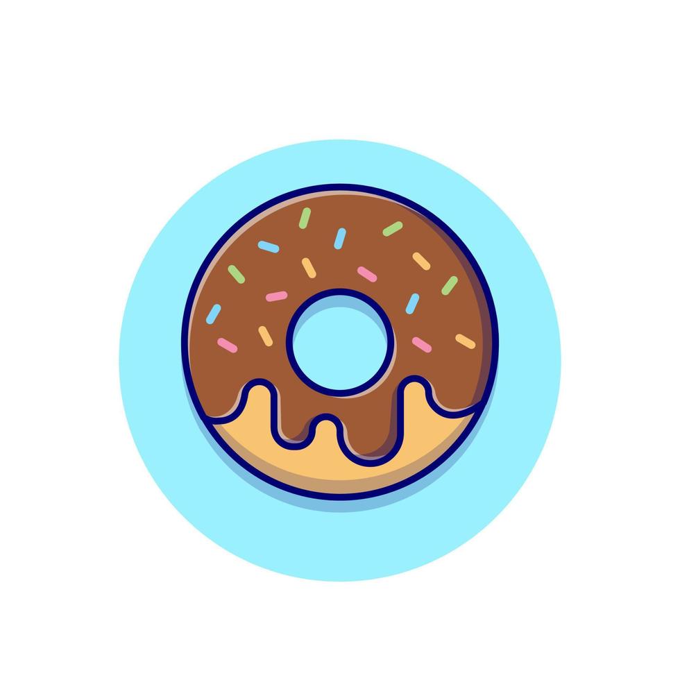 ilustración de icono de vector de dibujos animados de chocolate donut. concepto de icono de objeto de comida vector premium aislado. estilo de dibujos animados plana