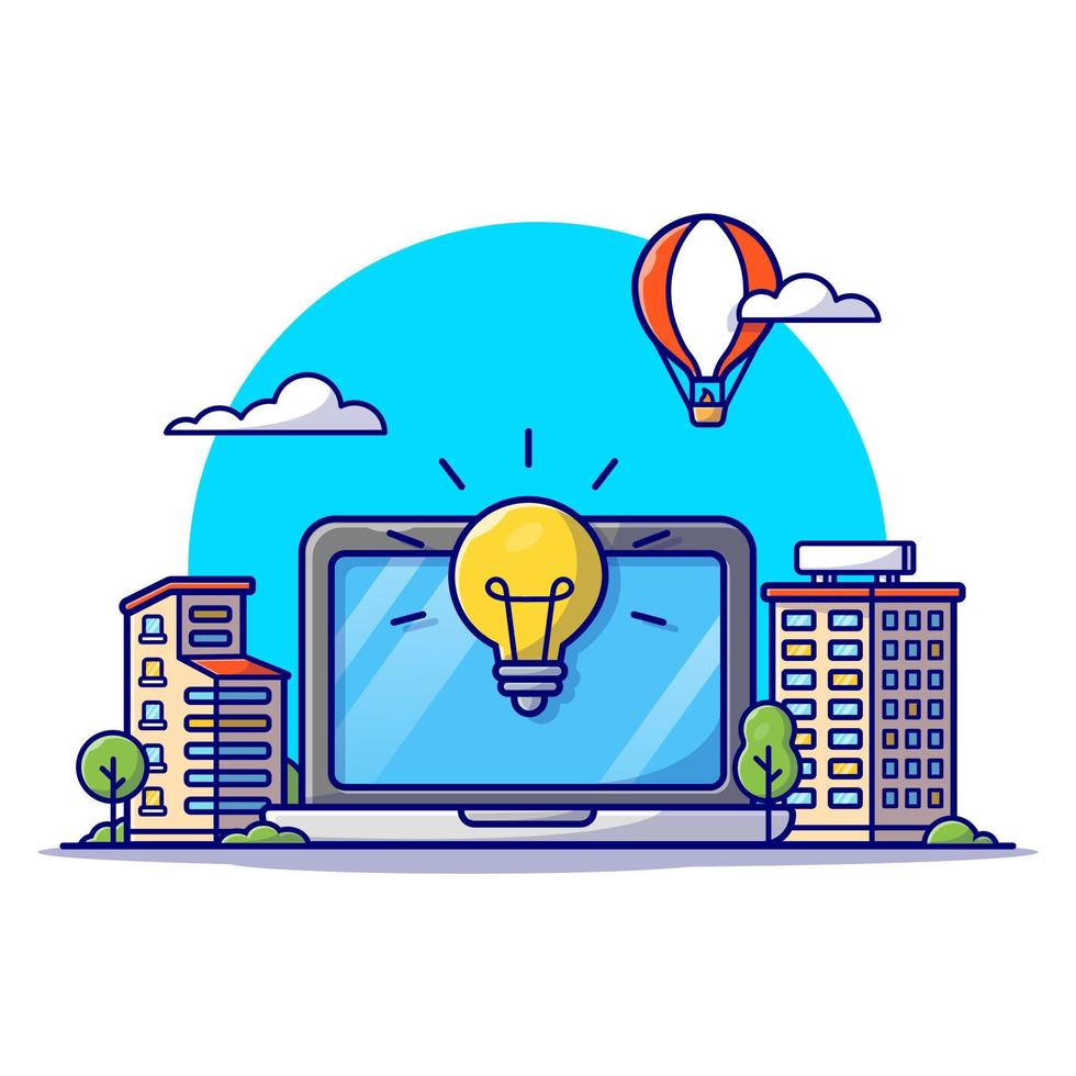 Smart City Cartoon Vector Icon Illustration. Technology  Building Icon Concept Isolated Premium Vector. Flat Cartoon  Style