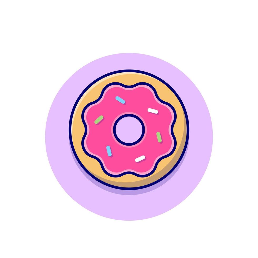 ilustración de icono de vector de dibujos animados de donut. concepto de icono de objeto de comida vector premium aislado. estilo de dibujos animados plana